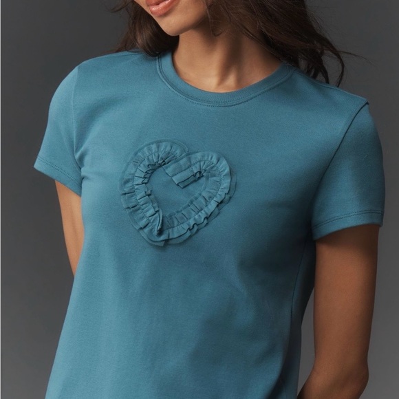 Maeve Tops - Maeve Heart Ruffle Tee NWT